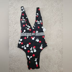 NWT Skinny Dippers Women's Swimwear Fruiti Tutti Thrill Plunging Neckline SZ S